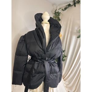 Twinset Milano Belted Puffer Coat Women's Black Size 42 B0409 B4 NWT